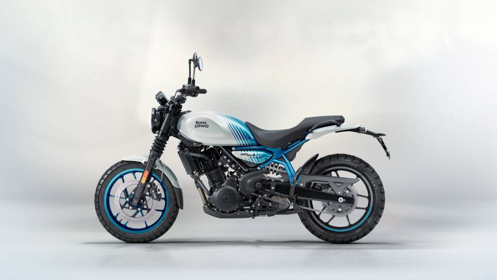 Royal Enfield Guerrilla 450 - Flash Variant - Brava Blue - Left Profile
